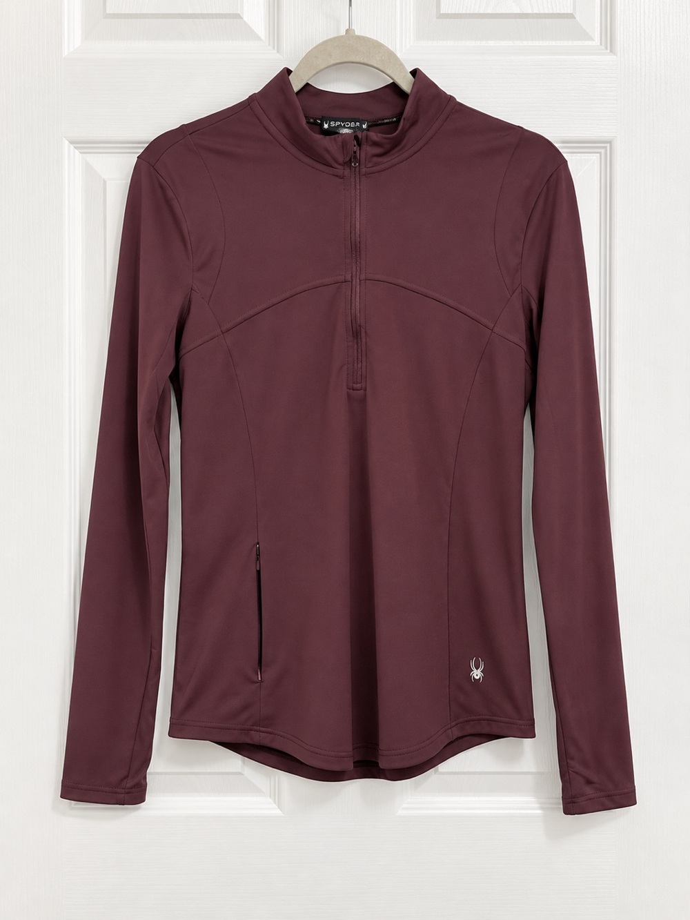 Spyder Active 1/4 Zip Pullover Women Medium Burgundy Performance Base Layer